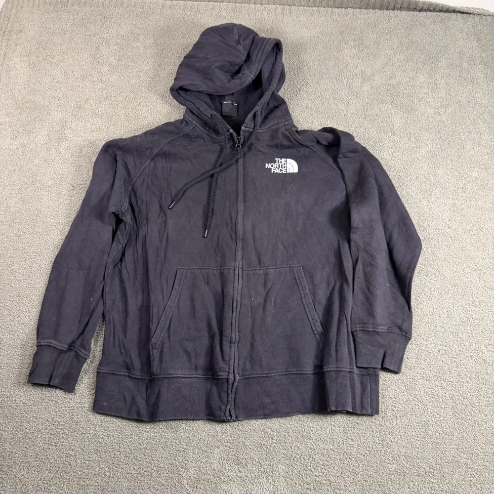 The North Face Mens XL Black Full Zip Fleece Hoodie Half Dome Logo Sweatshirt